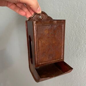 Vintage Metal Wall-Mounted match box Holder